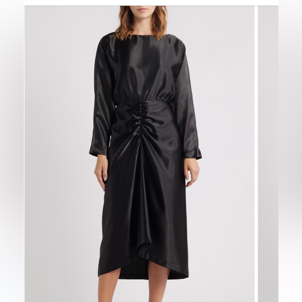 Julia Jordan Long Sleeve Satin Cocktail Midi Dress size 10